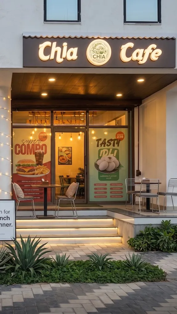 Chia Cafe entrance and interior Avanti Vihar Raipur